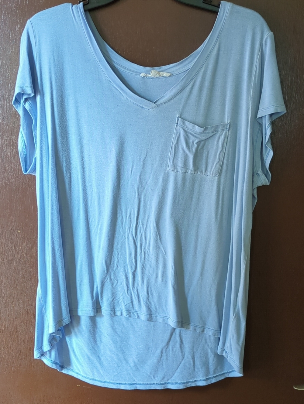5 For $20 Light Blue V-Neck Pocket Women's Top Size XL